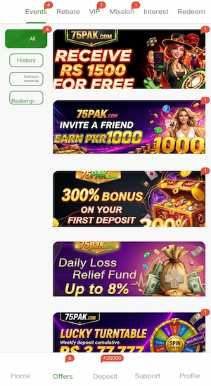 75 Pak Game bonuses