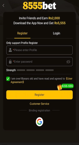 8555BET Game Register