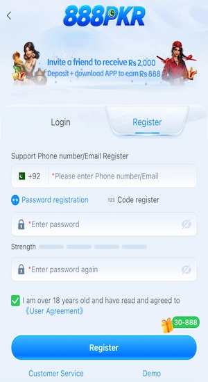 888PKR Game Register