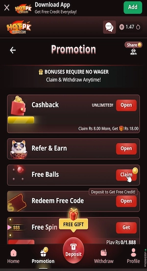 HOTPK Game bonuses