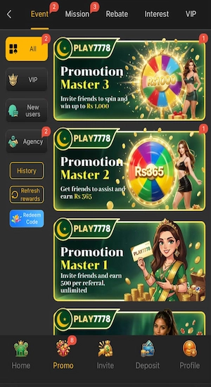 PLAY 7778 Game Bonuses