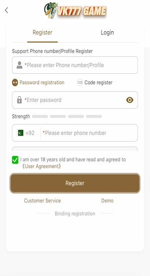 VK777 Game Register